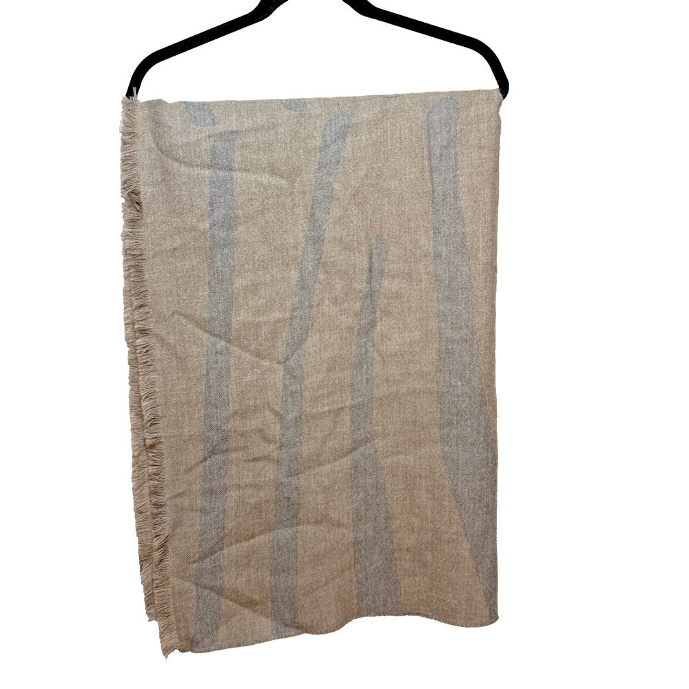 Alicia Adams Alpaca Beige Gray Zebra Wrap Shawl Throw Blanket Woven Baby Alpaca